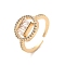 Brass Micro Pave Cubic Zirconia Open Cuff Rings, Round, US Size 6 1/2(16.9mm)
