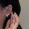 Alloy Rhinestone Cuff Earrings, Flower, Platinum, 70x35mm