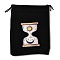 Rectangle Printed Velvet Cloth Packing Pouches, Tarot Pattern Drawstring Bags, Black, Sand Glass, 18.5x13.5x0.45cm