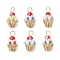 Glass Seed Beaded Cupcake Pendants, with Golden Brass Ball Head Pins Loop & Glass Pearl Round Bead & Glass Beads, Mixed Color, 19x12mm, Hole: 3.5mm