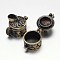 Carved Column Rack Plating Brass Prayer Box Pendants, Wish Box, Nickel Free, Antique Bronze, 19x15x21mm, Hole: 5x3mm