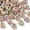 Transparent Resin Rondelle European Beads, with Star Paillette & Platinum Tone Brass Cores, Large Hole Beads, Colorful, 14x8.5mm, Hole: 5mm
