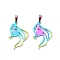 304 Stainless Steel Pendants, Profile Charms, Rainbow Color, 29x20x1mm, Hole: 5x3mm
