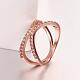 Классические полые кольца из латуни с цирконием из настоящего розового золота для женщин RJEW-BB05766-7RG-4