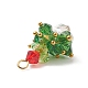 クリスマスツリーのガラスペンダント  本物の18Kゴールドメッキ真鍮ビーズと付属品付き  カラフル  26x18.5x18.5mm  穴：2.2mm PALLOY-JF01964-02-2