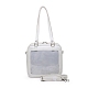 PUレザーショルダーバッグ  正方形の女性のバッグ  クリアウィンドウ付き  ホワイト  24x24x8cm ZXFQ-PW0001-013A-1