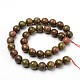 Faceted Natural Unakite Round Bead Strands G-L377-21-12mm-2
