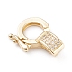 Brass Micro Pave Clear Cubic Zirconia Twister Clasps X-ZIRC-L097-021G-1