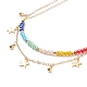 Collar de doble capa con abalorios de estrella de latón con cuentas de vidrio de colores para mujer NJEW-TA00050-4