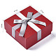 厚紙のジュエリーボックス  ネックレス包装用  ちょう結びの正方形  暗赤色  9.1x9.1x4.2cm CBOX-S022-003A-4