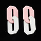 手作りのポリマークレイリンキングリング  二重六角形  ピンク＆ホワイト  61mm  リング：37x25x2.5mm CLAY-N010-033-03-1
