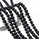 Grade A Round Frosted Natural Black Agate Beads Strands X-G447-4-4