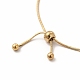 Ionenplattierung (IP) 304 Edelstahl-Armband mit runden Perlen und runden Schlangenketten für Damen BJEW-E074-02G-3