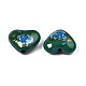 Flower Printed Opaque Acrylic Heart Beads SACR-S305-28-N02-3