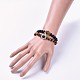Set di braccialetti elasticizzati con perline di agata nera naturale (tinta) e perline di occhio di tigre naturale BJEW-JB04298-01-4