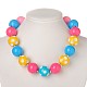 Chunky Round Bubblegum Acrylic Beads Necklaces NJEW-JN00708-03-2