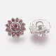 Flower Platinum Plated Zinc Alloy Grade A Rhinestone Jewelry Snap Buttons SNAP-O020-28A-NR-2