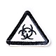 機械刺繍布地手縫い/アイロンワッペン  マスクと衣装のアクセサリー  警告サインのある三角形  生物学的危害  きいろ  50.5x45.5x1.3mm DIY-M006-12F-2