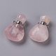 Colgantes de botella de perfume de cuarzo rosa natural en forma de lágrima G-H241-02B-P-1