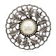Flor de plata antigua plateó cabujones de perlas acrílicas PALLOY-J642-01AS-1