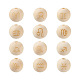 Craftdady 120pcs 12 styles perles européennes en bois naturel non fini, Perles avec un grand trou   , motif gravé au laser, rond avec constellation, mixte, 15~16x14~15mm, Trou: 4mm, 10 pièces / style