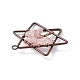 Colgantes grandes con chip envuelto en alambre de cobre de cuarzo rosa natural de pentagrama G-E195-10R-01-3