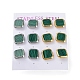 6 Pair 2 Color Square Synthetic Malachite Stud Earrings EJEW-A024-02-1