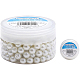Benecreat Perla redonda de vidrio perlado teñido ambientalmente de 8 mm para la fabricación de joyas con contenedor de perlas (blanco anti-flash HY-BC0001-8mm-RB011-4