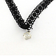 Gothic Style Vintage Lace Choker Necklaces with Alloy Cubic Zirconia Charms NJEW-R227-75-4