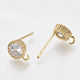 Brass Cubic Zirconia Stud Earring Findings KK-T035-02-2