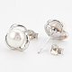 Orecchini a bottone in ottone con perle naturali PEAR-T002-03C-2