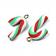 手作り樹脂粘土ペンダント  ライトゴールドアイアンループ付き  キャンディー棒  クリスマスのために  薄緑  26.5~29x13.5~14x5mm  穴：2mm CLAY-N010-052-3