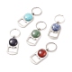 Zinc Alloy Bottle Openers, Beer Opener Keychain, with Natural Gemstone Cabochons & Paper Box Package, 90mm