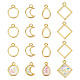 CHGCRAFT 48Pcs 4 Styles Golden Geometric Hollow Frame Charms Teardrop Round Square Moon Alloy Open Back Bezel Pendants for DIY UV Resin Pressed Flower Jewelry FIND-CA0005-98-1