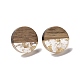 Плоские круглые серьги-гвоздики из смолы и орехового дерева с 304 штифтом из нержавеющей стали для женщин EJEW-TAC0021-05B-1