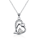 Silver Plated Brass Cubic Zirconia Heart To Heart Pendant Necklaces NJEW-BB16180-1
