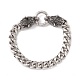 201 Stainless Steel Curb Chains Bracelet with Wolf Clasp for Women BJEW-E107-06P-1
