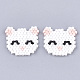 手作り子猫日本のシードビーズ  織機模様  猫の頭  ホワイト  18.5~19x20x2mm X-SEED-T002-37A-2