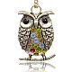 Antique Silver Alloy Rhinestone Owl Pendants for Halloween Jewelry ALRI-J064-37AS-1