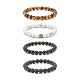 Ensemble de bracelets extensibles en perles rondes avec pierres précieuses naturelles de style 4pcs 4 pour femmes BJEW-JB08184-1