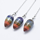 Каплевидные маятники с чакрами из натуральных и синтетических драгоценных камней G-E470-04P-2
