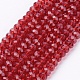 Dark Red Faceted Glass Rondelle Beads Strands X-GLAA-F003-B05-1