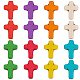 SUNNYCLUE 1 Box 100Pcs Cross Beads Bulk Small Colorful Cross Beads Synthetic Magnesite Stone Crucifix Crosses White Red Blue Pocket Quilts Cross Bead Charms for Jewelry Making Beading Kit Supplies TURQ-SC0001-10-1