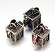 Carved Cube Rack Plating Brass Prayer Box Pendants KK-L101-21-1