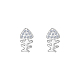 Cute Stainless Steel Animal Fish Bone Stud Earrings for Daily Wear UW5406-2-1
