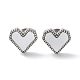 6 пара двухцветных сережек-гвоздиков в форме сердца из натуральной ракушки EJEW-A024-10-3