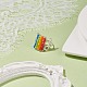 Glass Bead Braided Rectangle Open Cuff Ring RJEW-JR00489-7