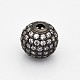 CZ Brass Micro Pave Grade AAA Clear Color Cubic Zirconia Round Beads KK-O065-12mm-05B-NR-1