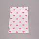 プラスチックポーチ  リボン巾着袋  ハート柄の長方形  ピンク  23x15x0.08cm ABAG-TAC0006-03-2