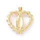 真鍮と ABS プラスチック模造真珠のペンダント  聖母マリアのチャーム入りハート  ゴールドカラー  25.5x25x5mm  穴：3.5x5mm KK-G460-06G-2